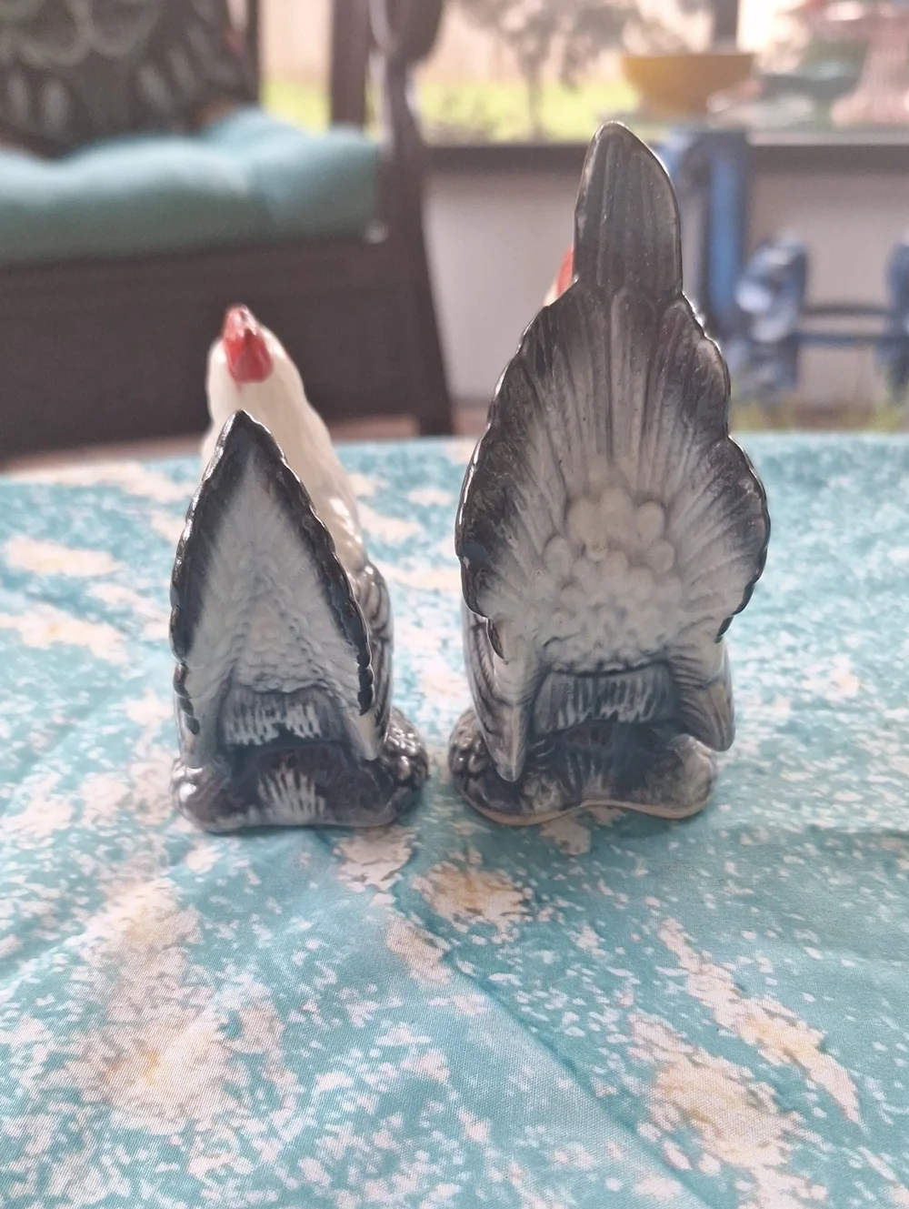 Vintage Ceramic Rooster Salt and Pepper Shaker Set - White and Red